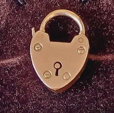 9ct Gold Heart Padlock Clasp 3.40 Gram For Bracelet 2.2cm Vintage Antique Solid