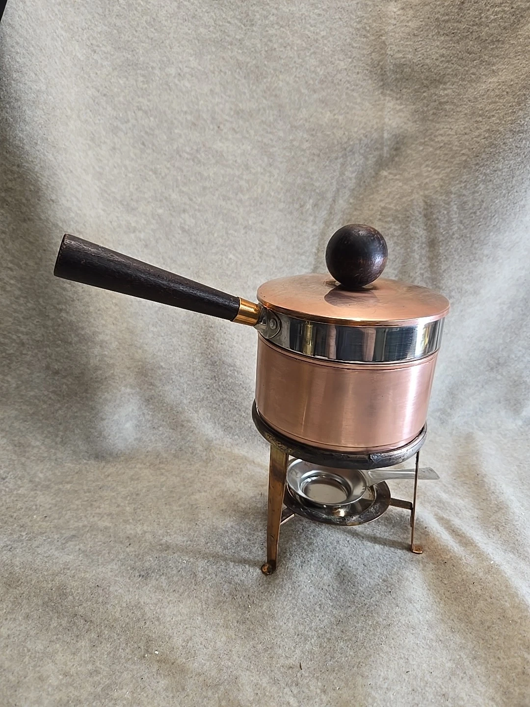 Classic Vintage Copper Fondue / Butter Warmer Set