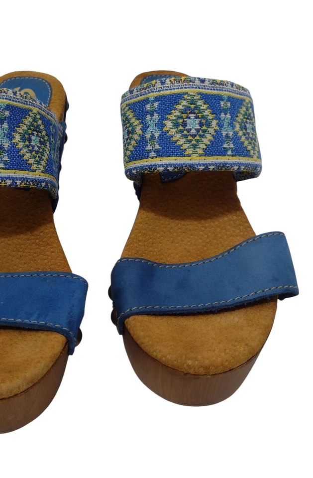 Sandalias Tacones Sbicca Colección Vintage Cuero Tachonado Plataforma 8 Italia Boho Foto 4 de 4