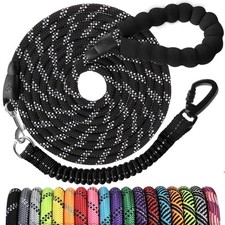 Long Dog Leash 20 Ft Heavy Duty Rope Reflective Bungee Handle Training Lead