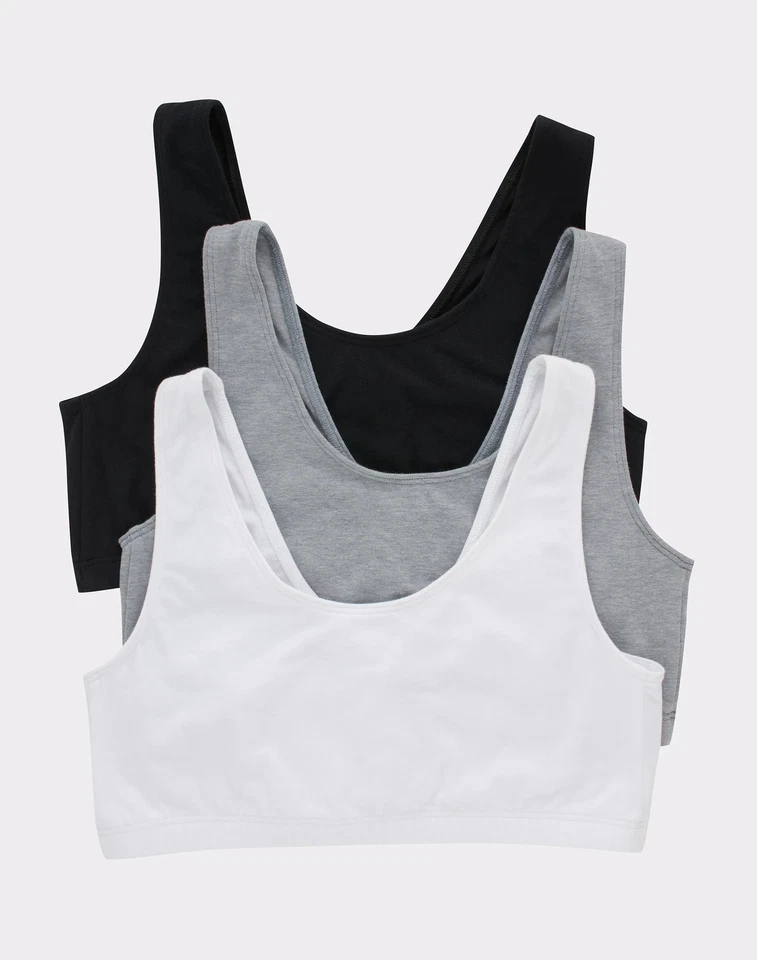 Hanes Tank Bralette 3-Pack ComfortFlex Fit Pullover Cool Comfort Tag Itch Free
