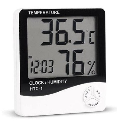 HTC-1 Digital Hygrometer Indoor Thermometer Clock/Alarm Humidity Meter Room T...