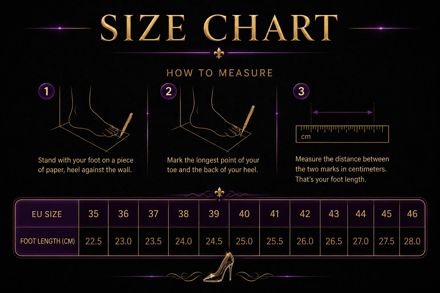 Womens footwear size chart