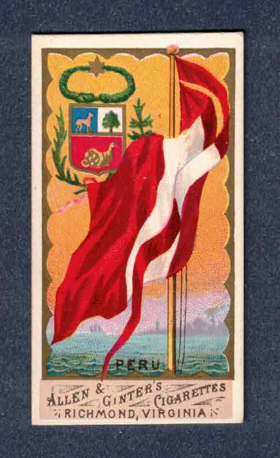 PERU 1887 N9 Allen & Ginter Flags Of All Nations (NON FLARED A)