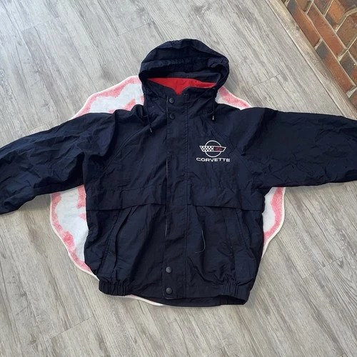 Vintage 90s California Chevrolet Corvette Black & Red Zip Up Jacket W/ Hood image 8