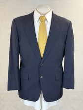 Hickey Freeman Men's Navy Blue 100% Wool Blazer 40S Two Button Made in USA Vint