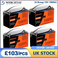 12V 100AH Lithium Battery Rechargeable LiFePO4 BMS Deep Cycle Solar Panel RV