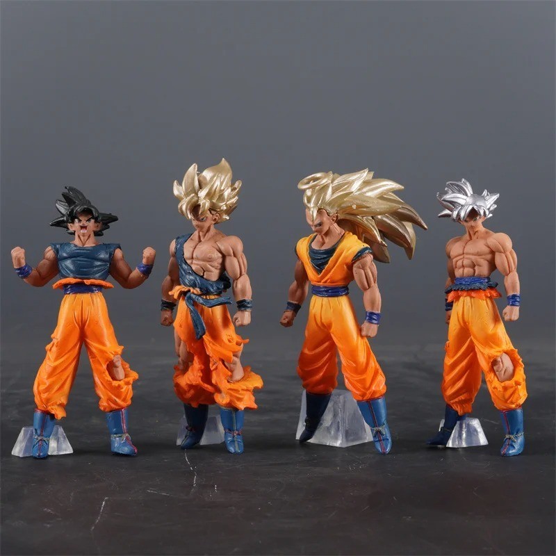 Juego de 4 figuras de acción Dragon Ball Z Son Goku Super Saiyan PVC modelo juguetes regalo
