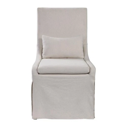 Uttermost Coley Coastal Wood and Fabric Armless Chair in Off White - Picture 1 of 9