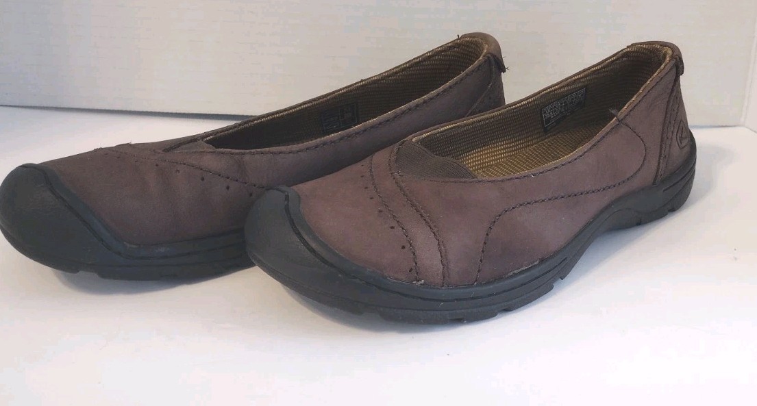 Mocassini da donna 5 5 KEEN Sterling City Flats scarpe casual in pelle marrone 1007708