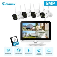 JENNOV 5MP Wireless Home Security Camera System WiFi Outdoor 180° 1TB 10CH NVR