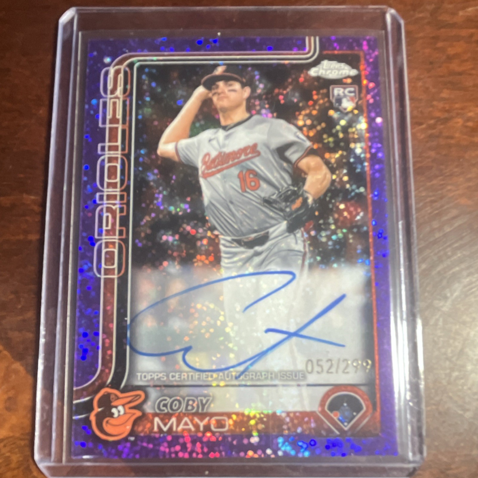 2025 Topps Chrome Rookie Autograph Coby Mayo Purple Speckle /299