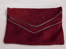 Vintage Red Suede Clutch Bag Purse Made In Italy 9 X 6