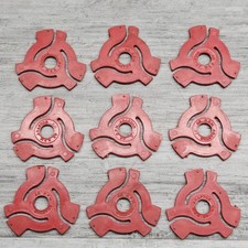 Plastic 45 RPM 7" Record Easy Snap-In Insert Adaptors Vintage Red Lot 9 