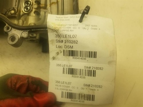 07 LEXUS IS350 3.5L PASSENGER RIGHT VALVE COVER 2GRFSE - Picture 8 of 12