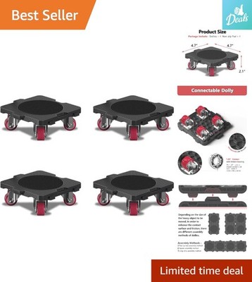 Effortless 4-Pack Furniture Dollies with 360° Rotating Wheels - Max Load 660 lbs