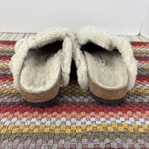 Birkenstock Boston Shearling Shoes Womens Size 7.5 White Wool Clogs Made Germany - Picture 6 of 12