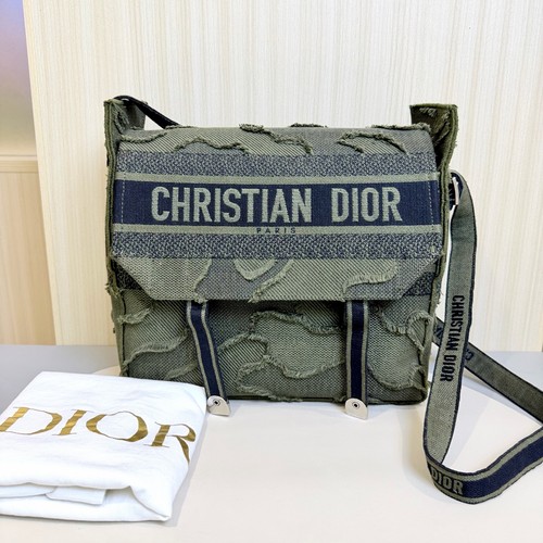 Dior Camp Large Olive Green Embroidered Canvas Shoulder/Crossbody Bag Duty Paid