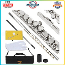 Glory Closed Hole C Flute With Case, Tuning Rod and Cloth, Gloves, Nickel Siver