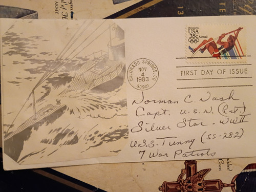 WWII Submariner Capt. NORMAN CLARKE NASH USS Tunny (SS-282) Signed FDC SCARCE!
