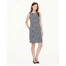 J. Crew NWT Scattered Heart Navy Split Neck Dress // 2 