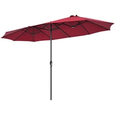 15FT Patio Double-Sided Umbrella Crank Outdoor Garden Market Sun Shade Wine