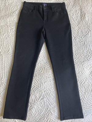 NYDJ size AU10 High Rise Legging Slim Leg Black Denim Jeans Lift Tuck Technology