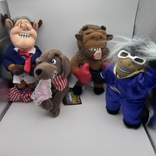 4 Infamous Meanies 1998 Bean Bag Toys Mike Bison Buddy The Dog Donkeyng Bull
