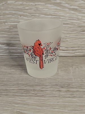 West Virginia Cardinal Shot Glass Frosted