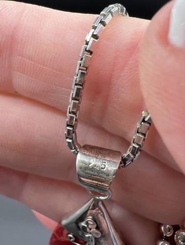 Vintage Sterling Silver, South Pacific Ocean Red Coral Pendant Necklace, 15” - Picture 6 of 6