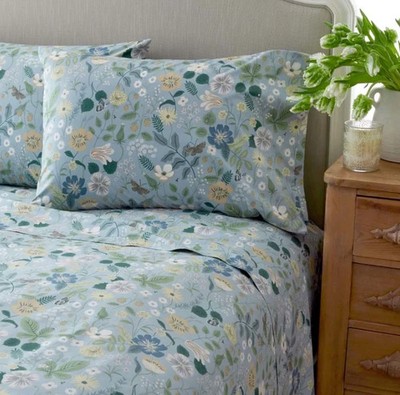 Rifle Paper Co. Strawberry Fields Classic Cool Cotton Percale Bed Sheet Set NWT