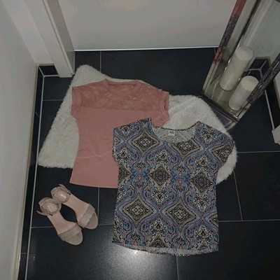 Neu sommer 2xBlusenshirt 34 36 Veromoda paisleymuster spitze viskose TopZustand 