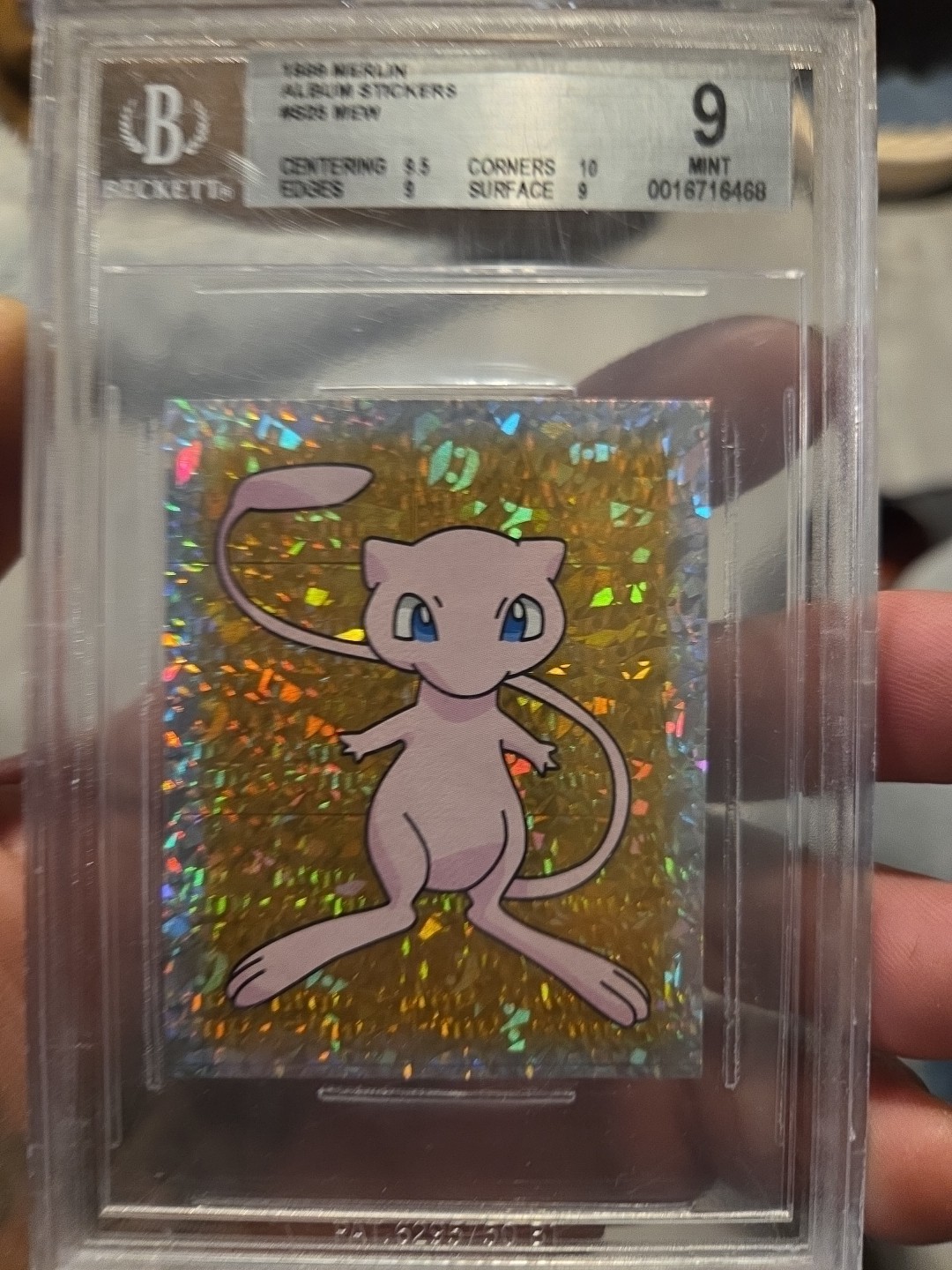 1999 Merlin Pokemon Mew #S25 Prism Sticker - Beckett 9 Mint