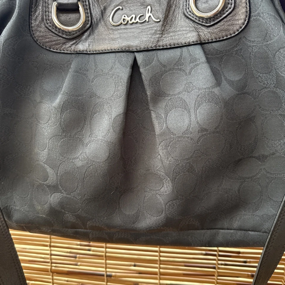 COACH Ashley Black Metallica Fabric/Leather Satchel Shoulder Bag H1159-F18776 - Image 3 of 4