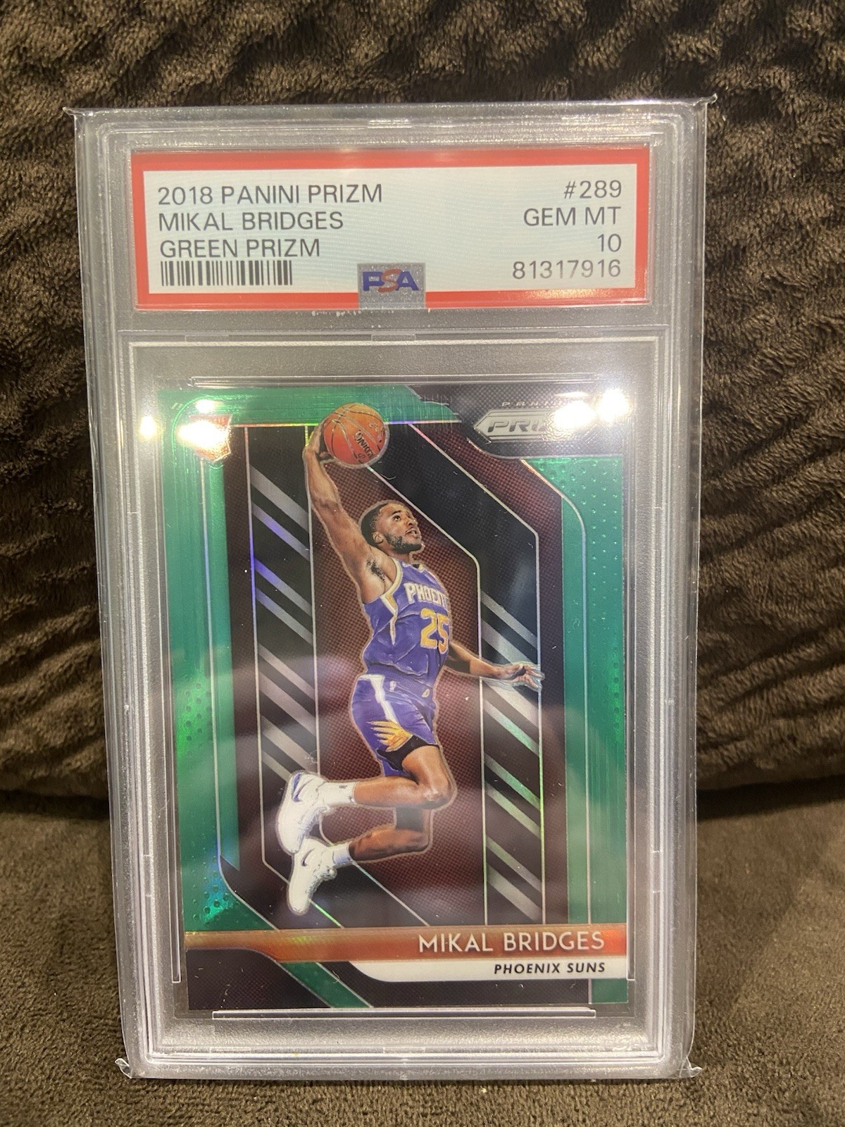 Mikal Bridges 2018-19 Panini Prizm Green Prizm #289 Rookie PSA 10