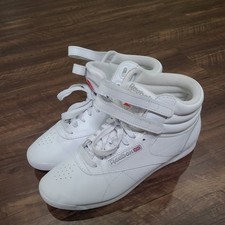 Reebok Freestyle Hi White Leather High Top Sneakers Womens 8 Retro 80s 059503