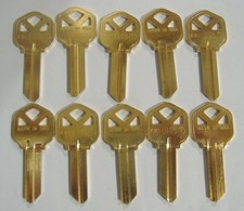 Lot Of Ten Locksmith Kw1 Key Blanks Fits Kwikset Solid Brass Made In Usa Esp