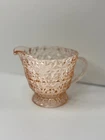 Vintage Jeanette Pink Depression Glass Holiday Buttons Bows Creamer Pitcher z5