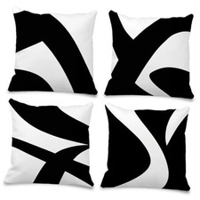 Boho Black Abstract Throw Pillow Covers - Modern Decorative Couch Abstract-03