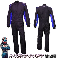 K1 RaceGear Outlaw Auto Racing Suit Black/Blue SFI 3.2A/5---Sizes Small thru 3XL