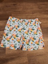 George Above The Knee Blue Topaz Flamingo Swim Shorts Men's Size XL 40-42 