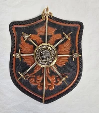 8.5" Vintage Miniature Sword Wall Plaque w 6 swords and halbert,  Spain, 1970s