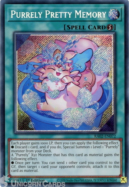 RA02-EN072 Purrely Pretty Memory : Secret Rare 1st Edition YuGiOh Card