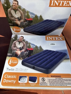 Intex Twin Size Classic Downy Inflatable Air Bed Mattress 68757WA (Blue)