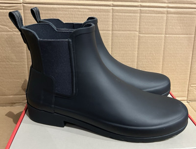 Hunter Original Damen Kurz Gummistiefel Navy Blau UK7 Raffiniert Chelsea NEU
