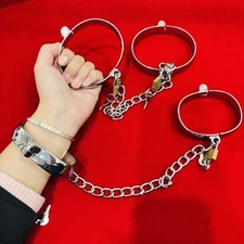 Metal BDSM Handcuffs Foot Ankle Cuff Slave Fixed Leg Steel Broaden Bar Collar