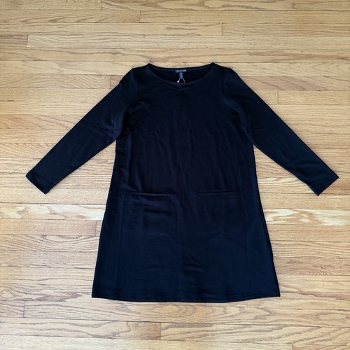 NWT Eileen Fisher Bateau Neck Dress SZ L Stretch Tencel Fleece Minimalist - Picture 8 of 15