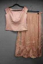 Vtg. Talbots Pure Silk Maxi Skirt Set-Size 10P-Emboridered-Sheer-Cottagecore