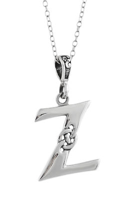 Celtic Knot Letter Z Necklace - 925 Sterling Silver - Initial Z
