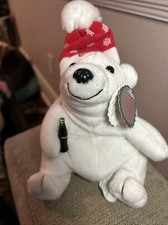 NWT 1997 Coca Cola Polar Bear Bean Bag Plush Stuffed Animal Christmas 8" White